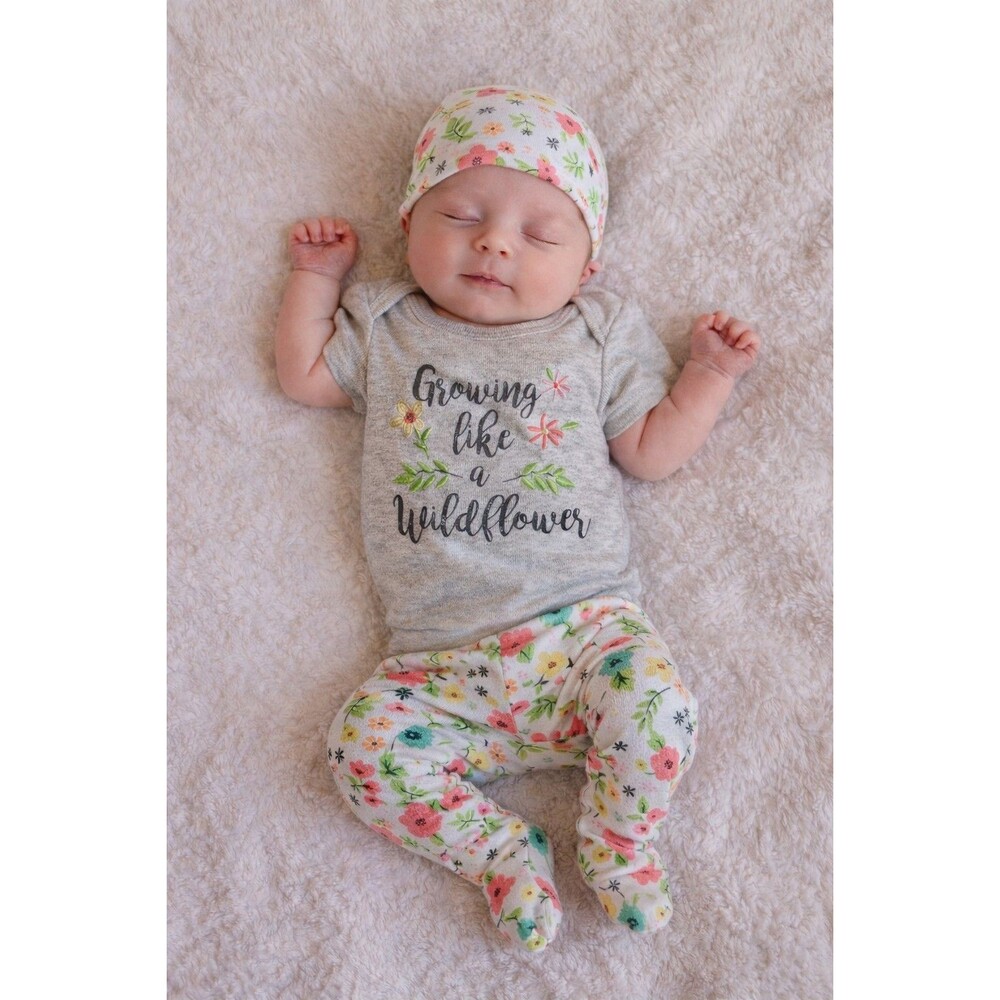 Shirt Pants 0 To 3 months Hat Baby Kiss girls baby short sleeve 3 piece outfit
